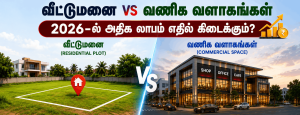 🏠 வீட்டுமனை vs வணிக வளாகங்கள் (Commercial Spaces): 2026-ல் அதிக லாபம் எதில் கிடைக்கும்? 💰